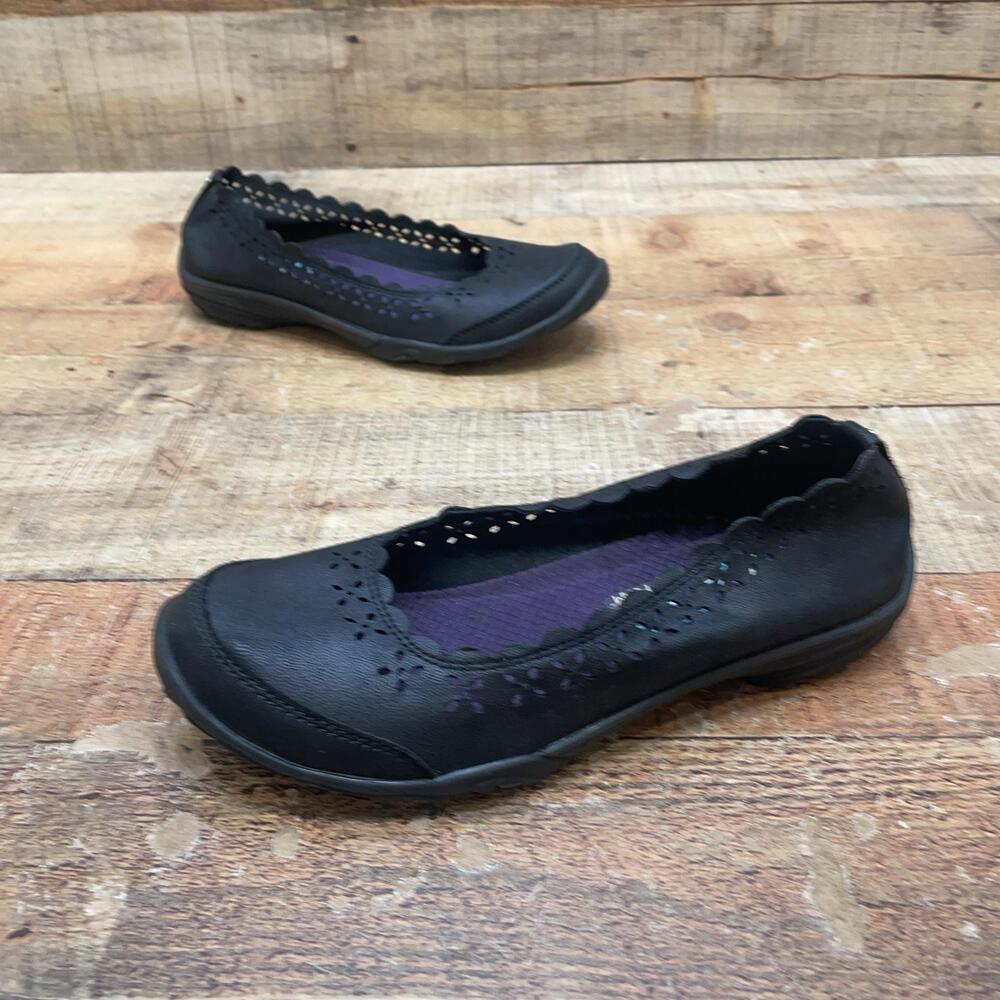 Skechers SN 23128 Shoes Womens Size 7 37 Black Ballet Classic Fit Memory Foam